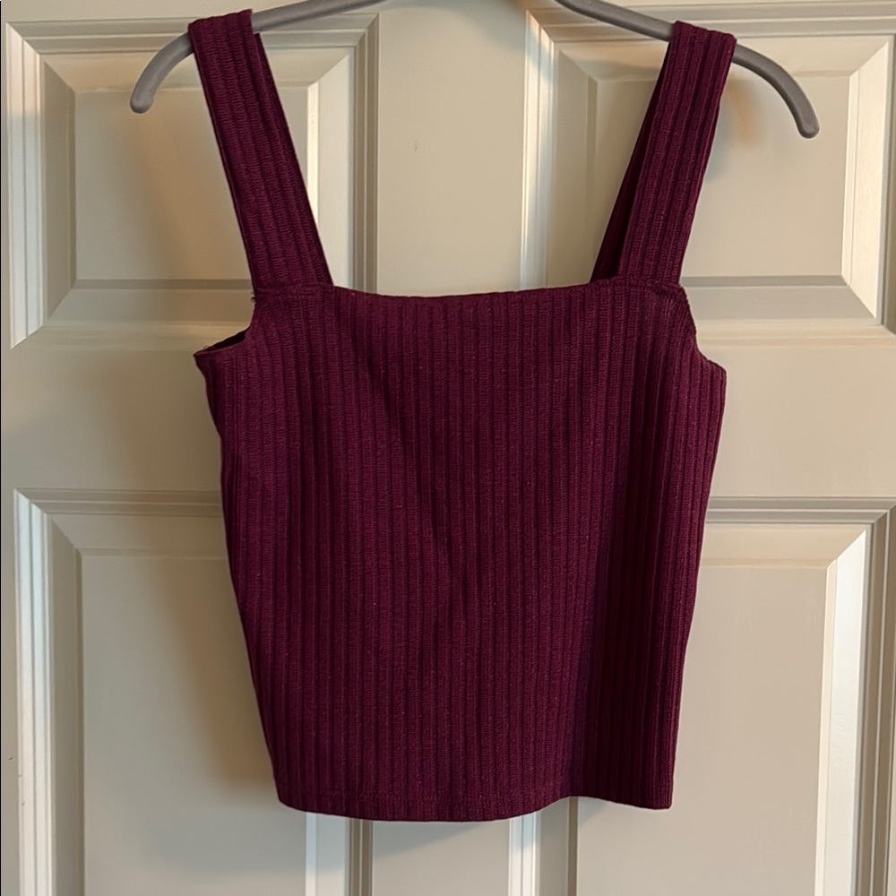 Anthropologie Plum Ribbed Crop Tank Top with a little sparkle!